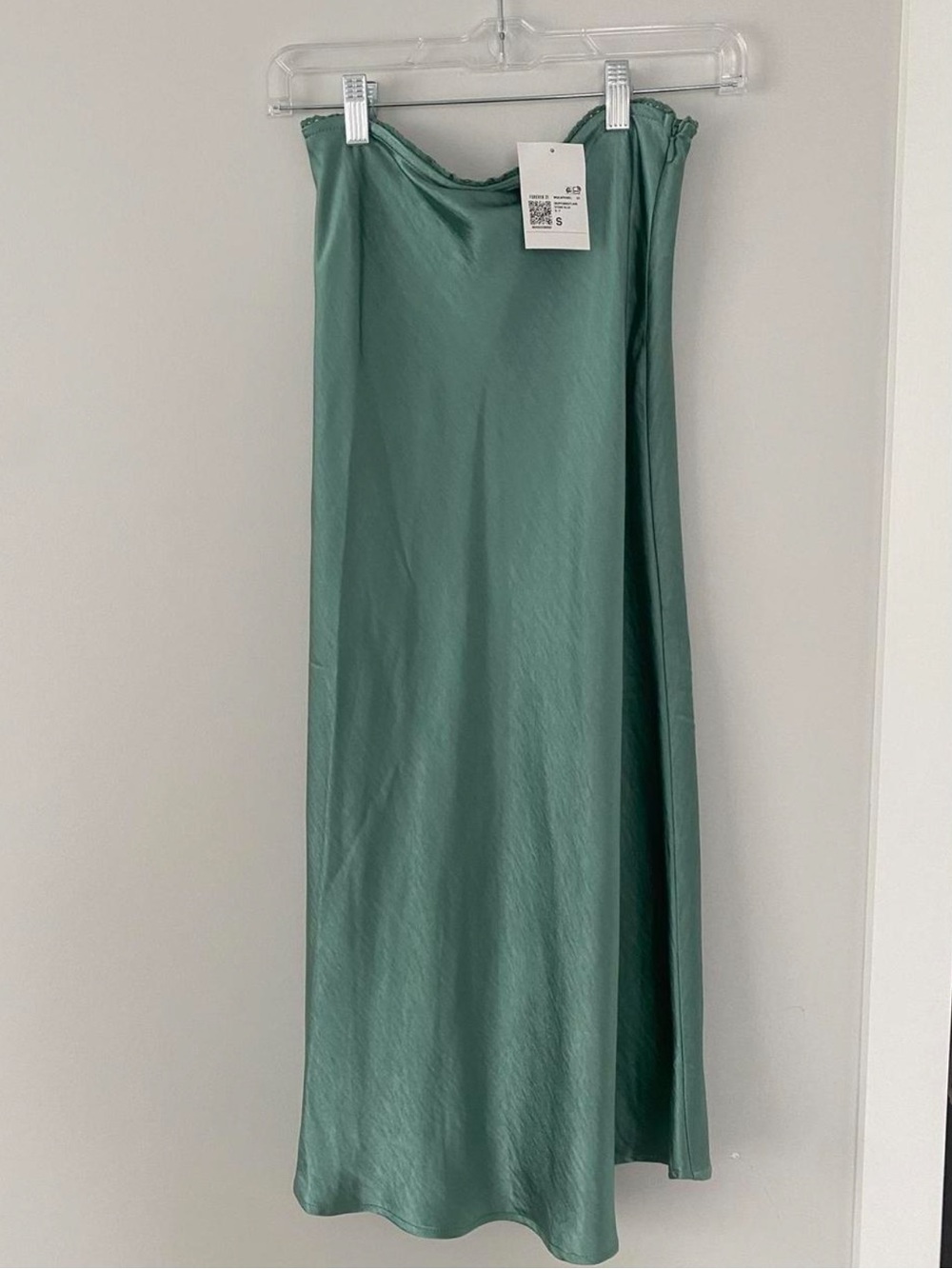 Forever 21 Sage Green Satin Midi Skirt